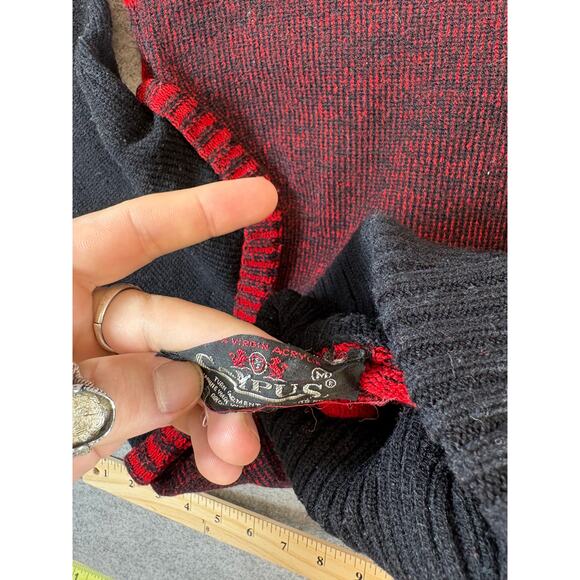 Vintage 90s Campus Square Block Turtleneck Sweater Womens Medium Red Black Knit - Picture 5 of 6